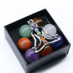 8pcs Natural Chakra Pendulum Stone Crystal Pendant Set