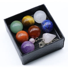 8pcs Natural Chakra Pendulum Stone Crystal Pendant Set