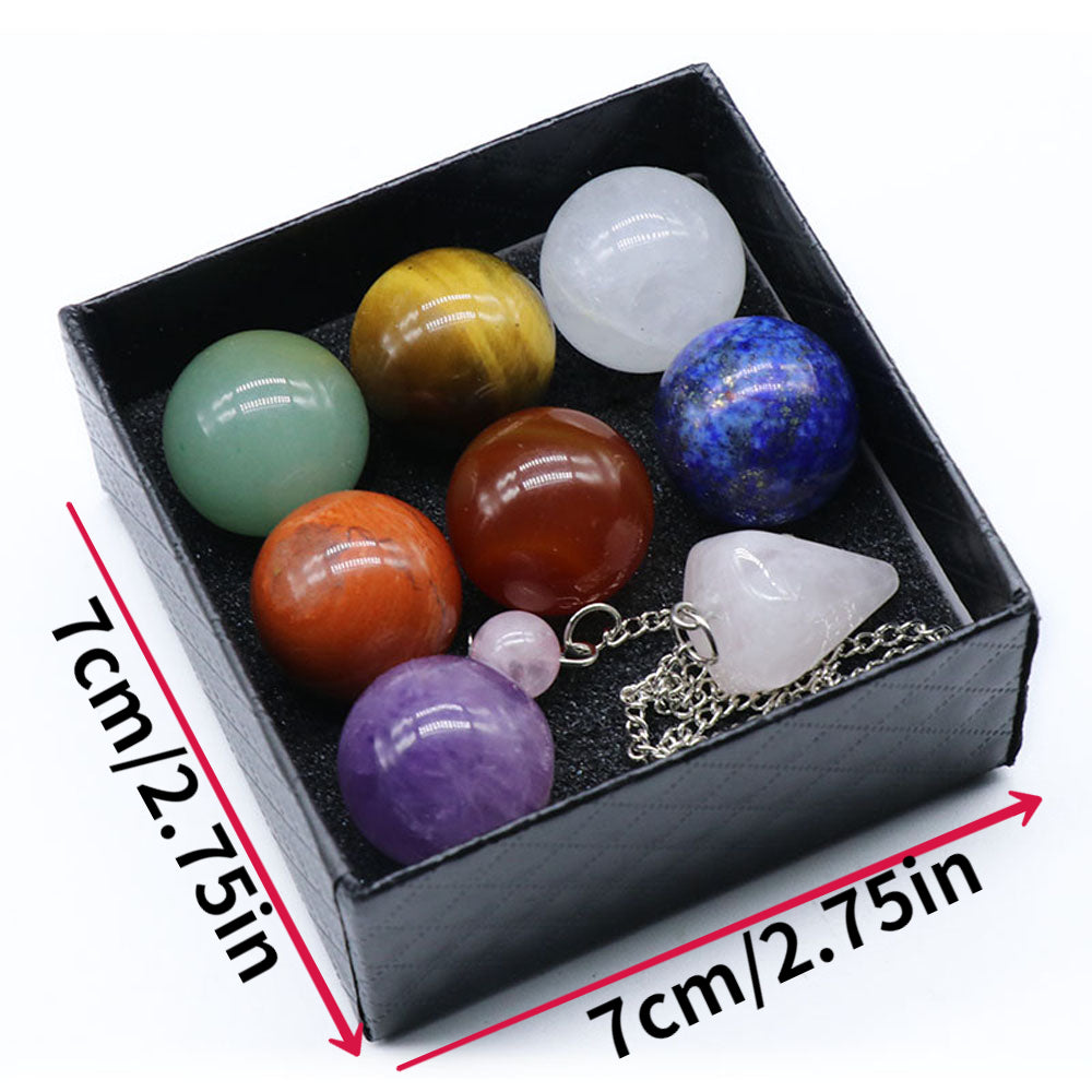 8pcs Natural Chakra Pendulum Stone Crystal Pendant Set