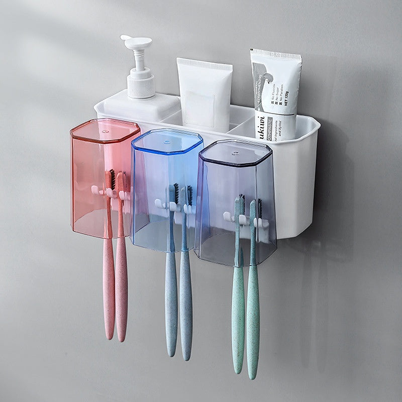 Wall Toothbrush Holder Bathroom Storage Box Organizer Shelf