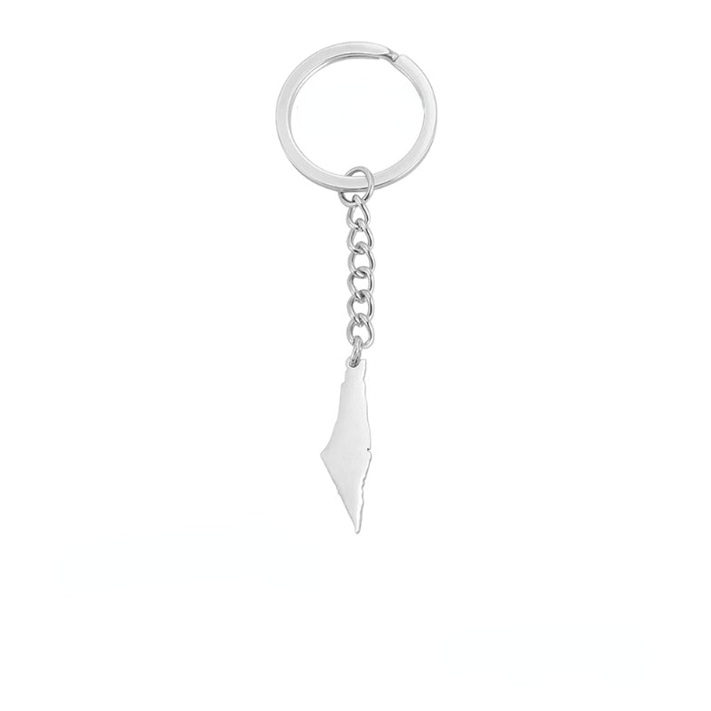 Hebrew Map Keychain Stainless Steel Pendant