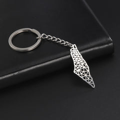 Hebrew Map Keychain Stainless Steel Pendant