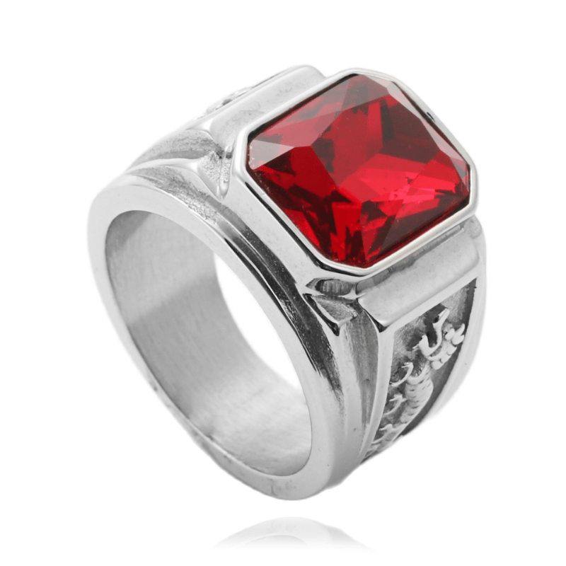 Men's Dragon Pattern Multicolor Gemstone Ring