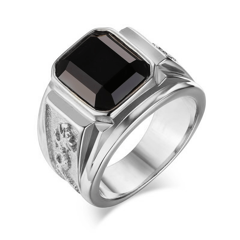 Men's Dragon Pattern Multicolor Gemstone Ring