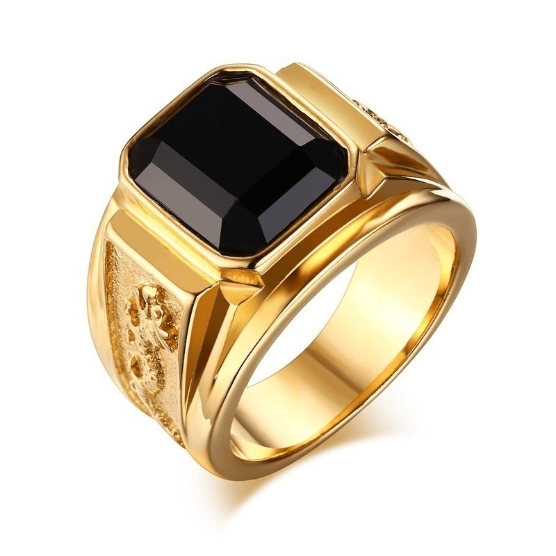 Men's Dragon Pattern Multicolor Gemstone Ring