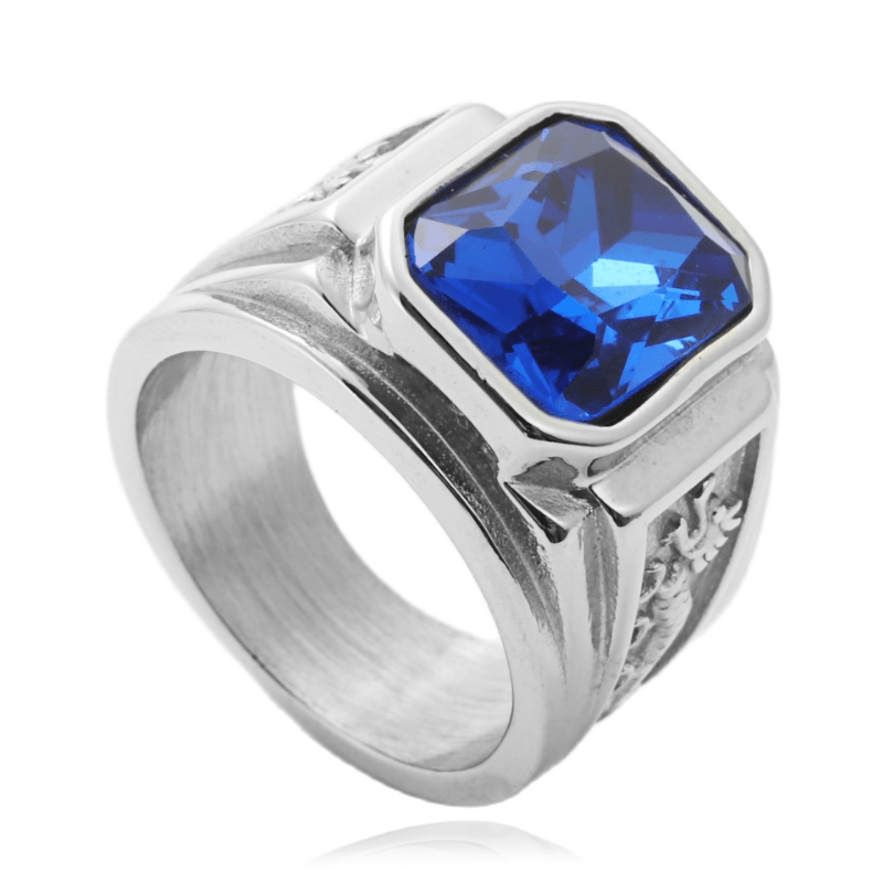 Men's Dragon Pattern Multicolor Gemstone Ring