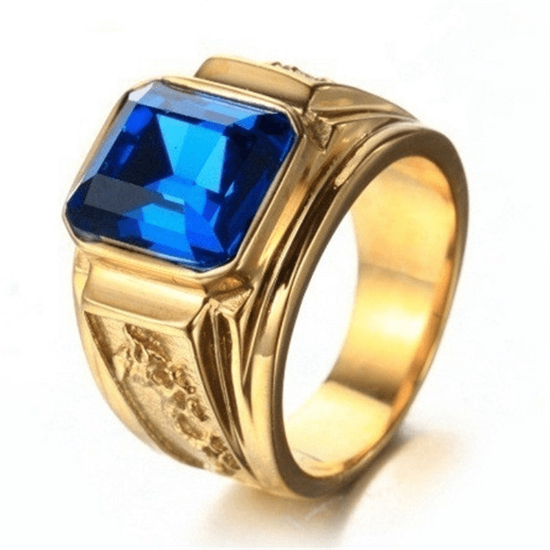 Men's Dragon Pattern Multicolor Gemstone Ring