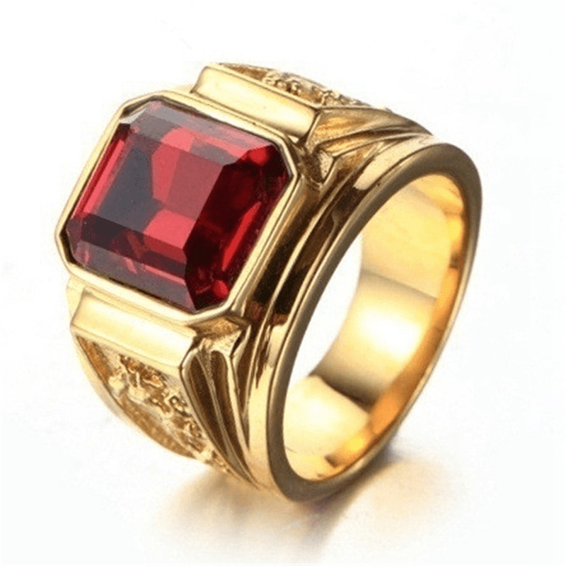 Men's Dragon Pattern Multicolor Gemstone Ring