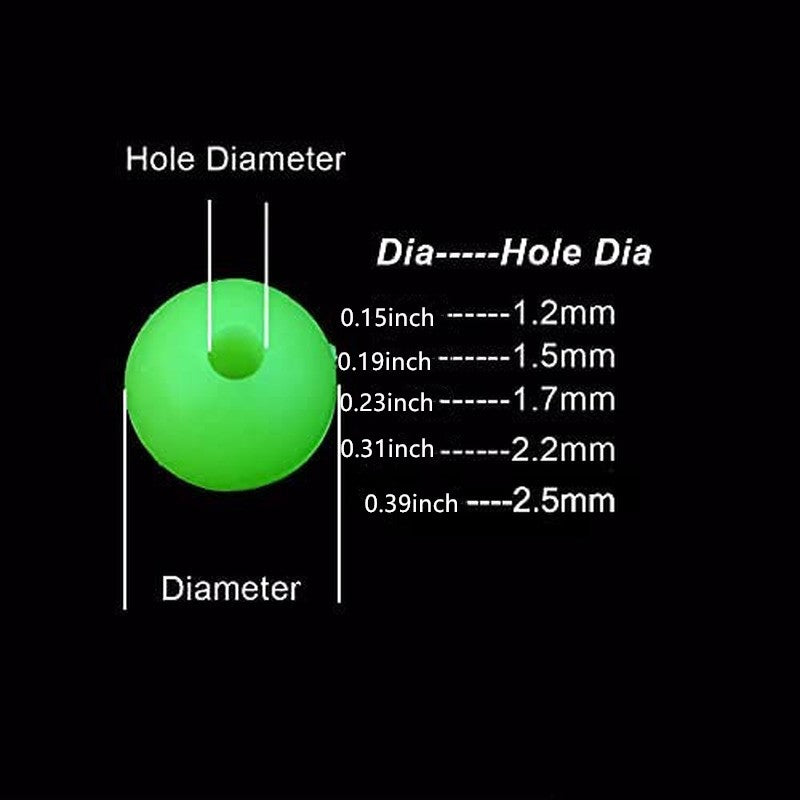 Glowing Green Fishing Beads 100pcs Enhance Visibility for Lures and Accessories