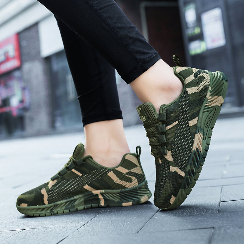 Camo Pattern Outdoor Casual Sneakers Lace Up Platform