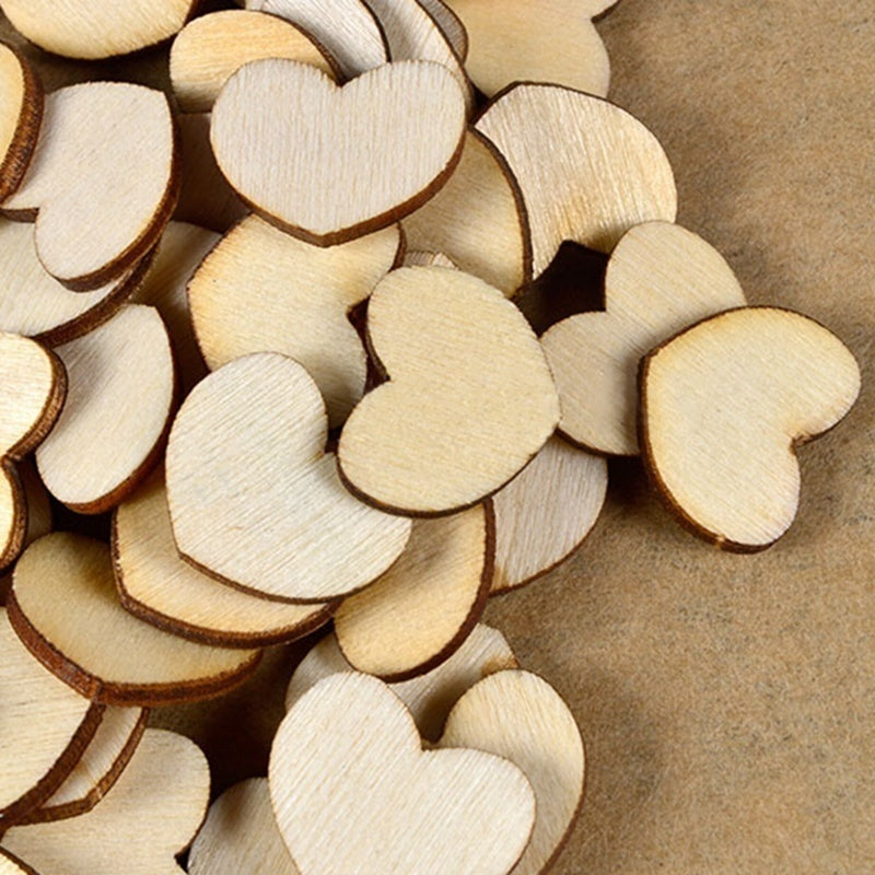 100pcs Wooden Hearts for Crafts Wedding Table Decor Sewing DIY