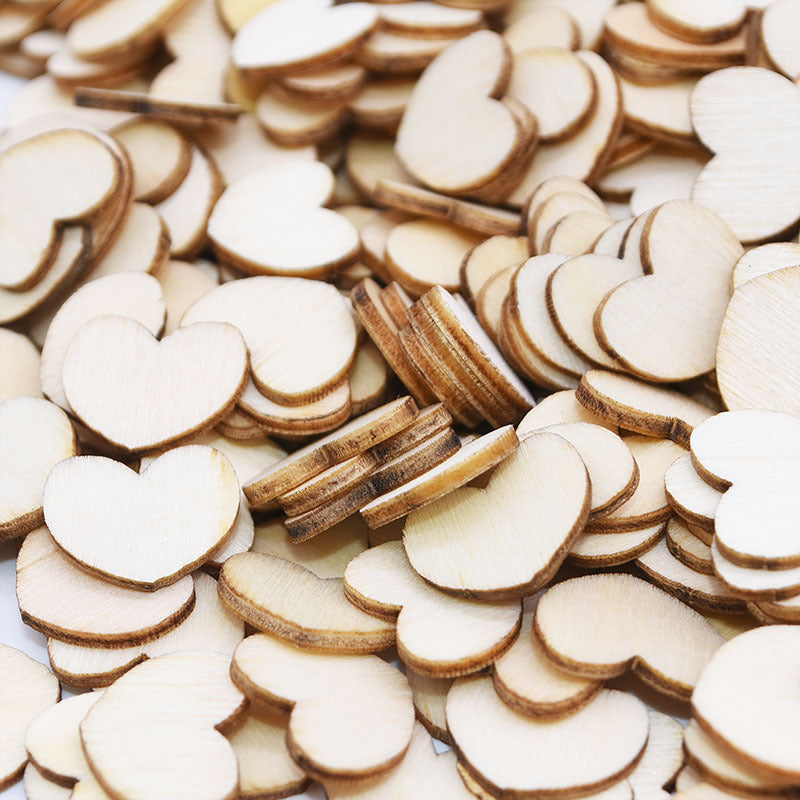 100pcs Wooden Hearts for Crafts Wedding Table Decor Sewing DIY