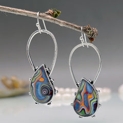 Boho Vintage Marble Pattern Stone Drop Earrings
