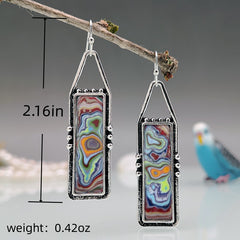 Boho Vintage Marble Pattern Stone Drop Earrings
