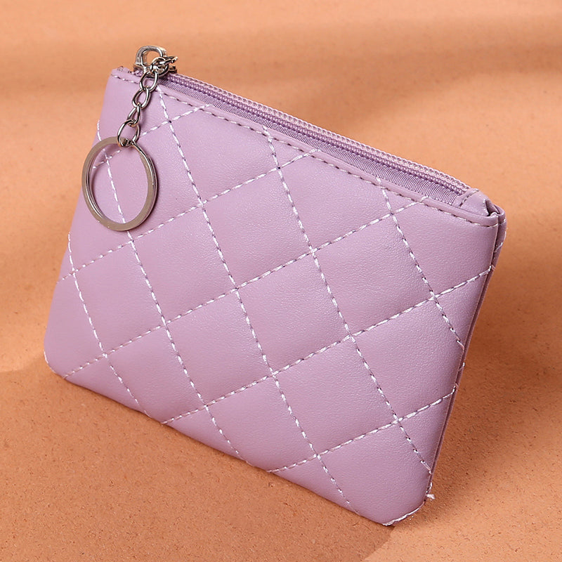 Quilted Coin Purse Clutch Wallet Solid Storage Bag