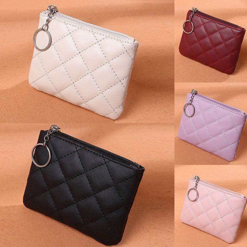 Quilted Coin Purse Clutch Wallet Solid Storage Bag