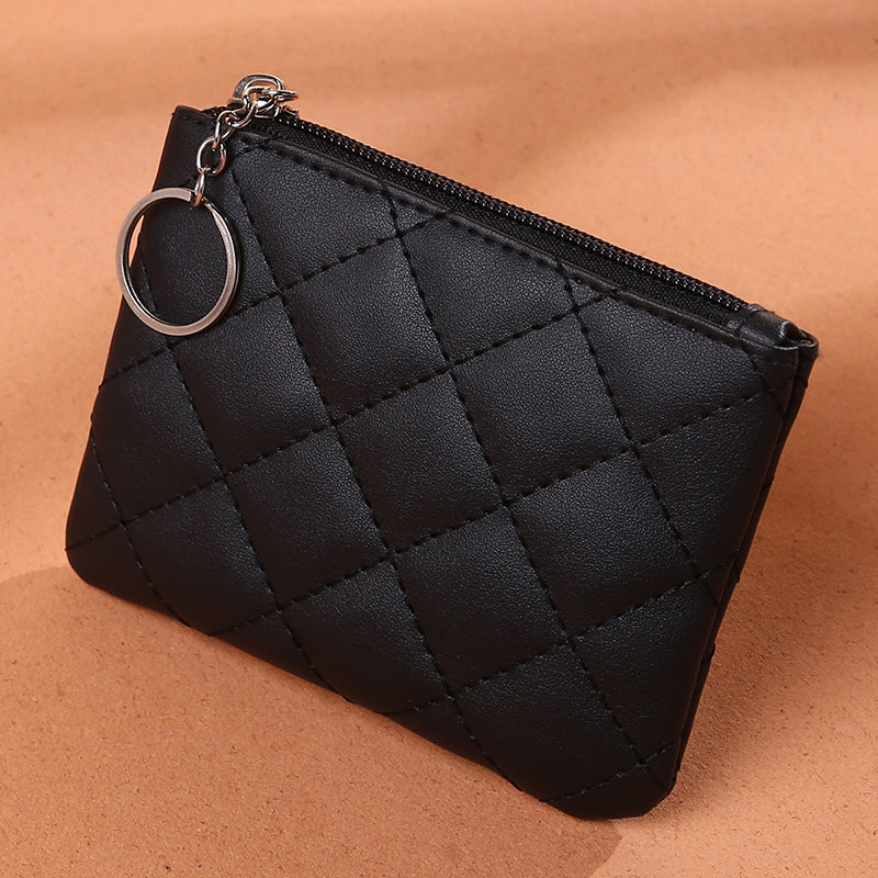 Quilted Coin Purse Clutch Wallet Solid Storage Bag