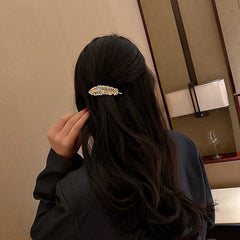 Crystal Feather Hair Clip Barrette Sparkling Rhinestone Hairpin