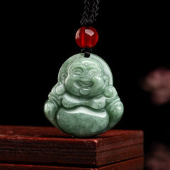 Natural Jade Pendant Necklace Men's Buddha Maitreya Pendant