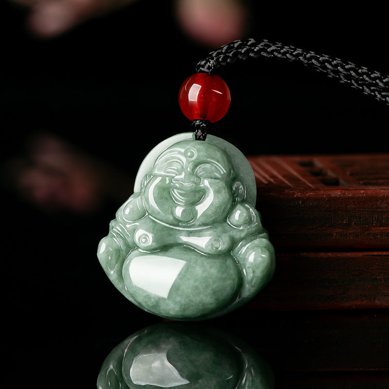 Natural Jade Pendant Necklace Men's Buddha Maitreya Pendant
