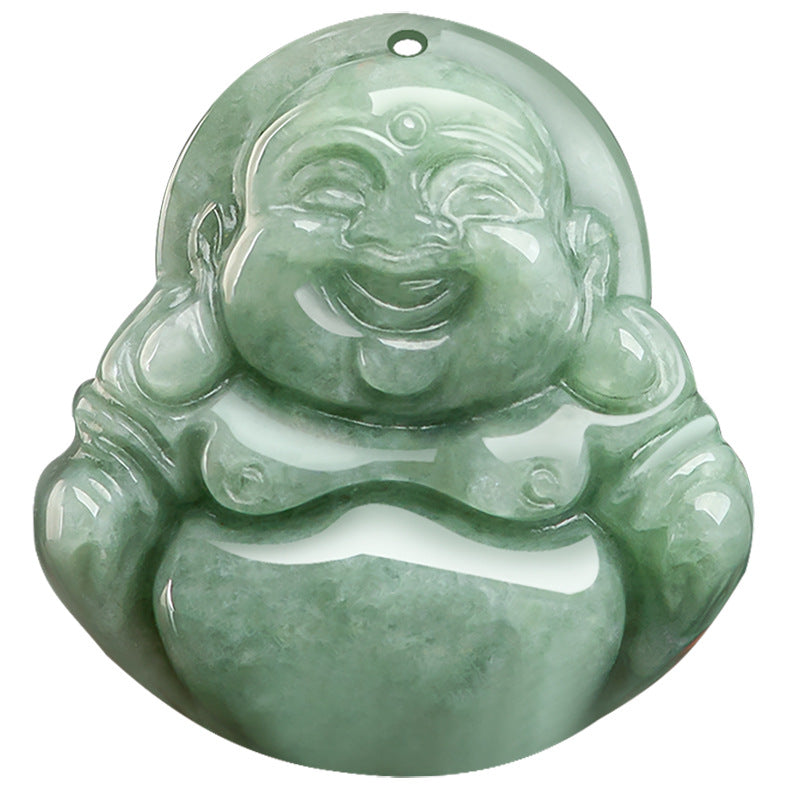 Natural Jade Pendant Necklace Men's Buddha Maitreya Pendant