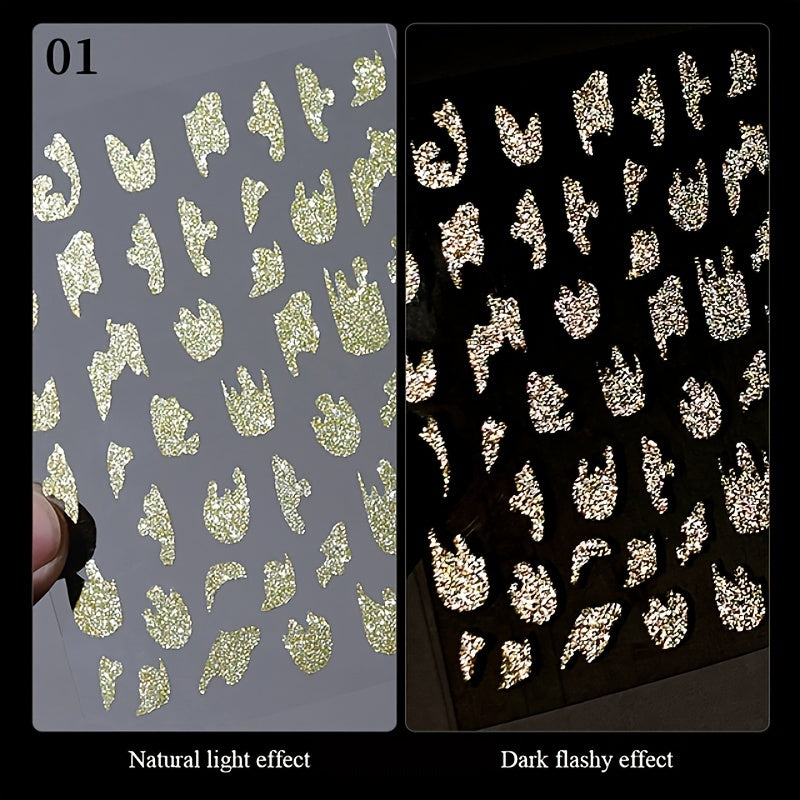 Glitter Golden French Nail Stickers Sparkly 3D Curve Stripe Nail Decals