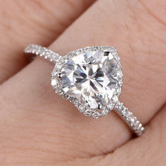Heart Zircon Wedding Ring 925 Silver Plated Jewelry Women Girls Gift