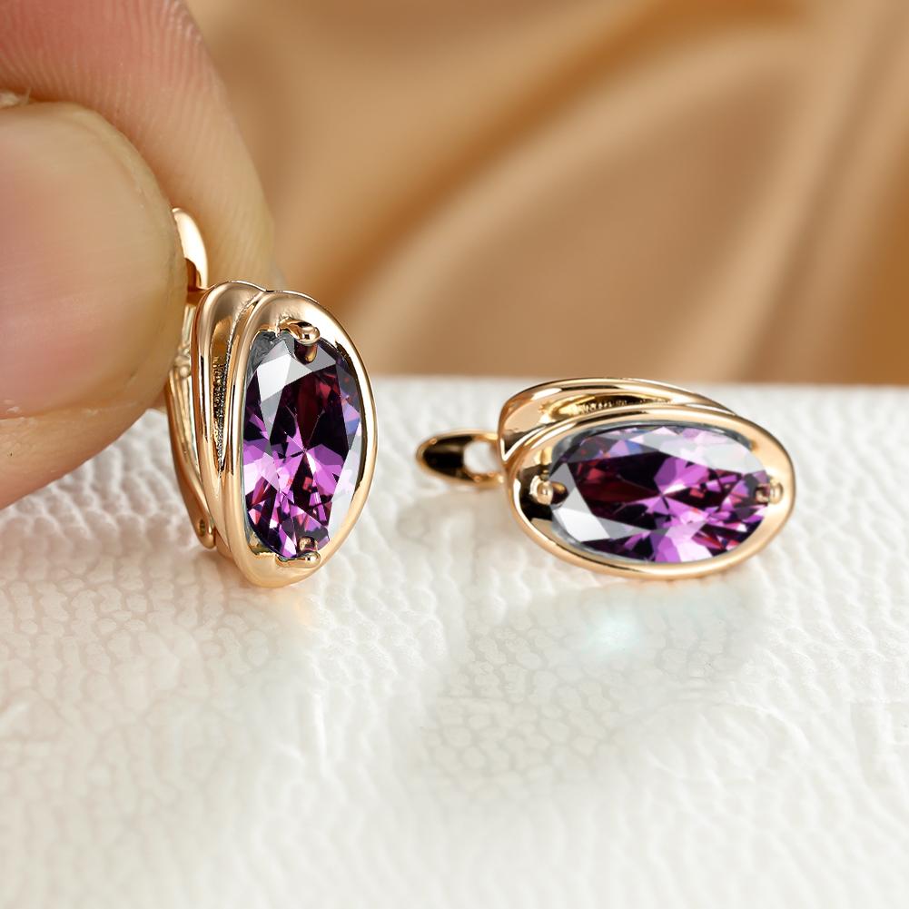 Elegant Oval Cut Zircon Earrings 18K Plated Jewelry