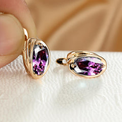 Elegant Oval Cut Zircon Earrings 18K Plated Jewelry