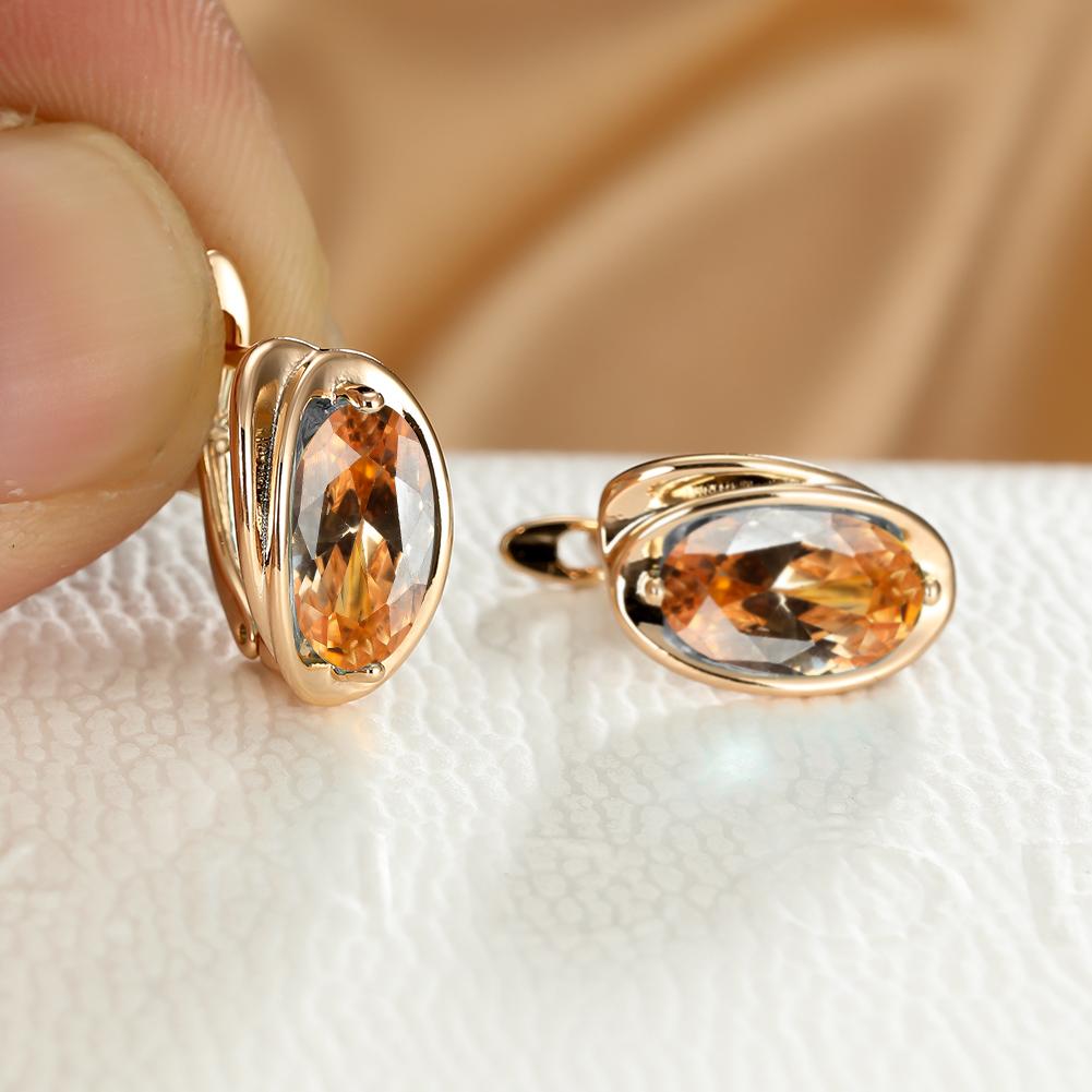 Elegant Oval Cut Zircon Earrings 18K Plated Jewelry