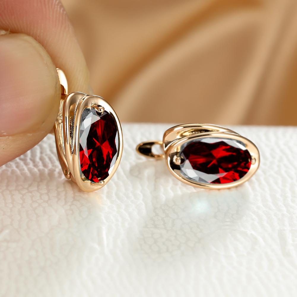 Elegant Oval Cut Zircon Earrings 18K Plated Jewelry