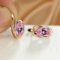 Elegant Oval Cut Zircon Earrings 18K Plated Jewelry