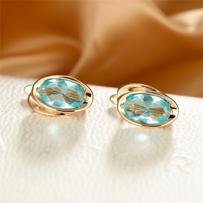Elegant Oval Cut Zircon Earrings 18K Plated Jewelry
