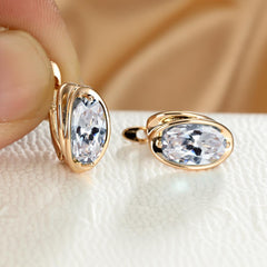 Elegant Oval Cut Zircon Earrings 18K Plated Jewelry