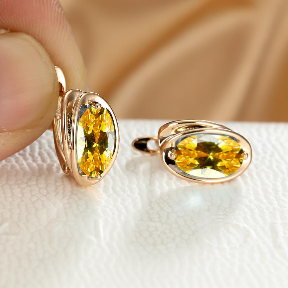 Elegant Oval Cut Zircon Earrings 18K Plated Jewelry
