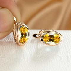 Elegant Oval Cut Zircon Earrings 18K Plated Jewelry