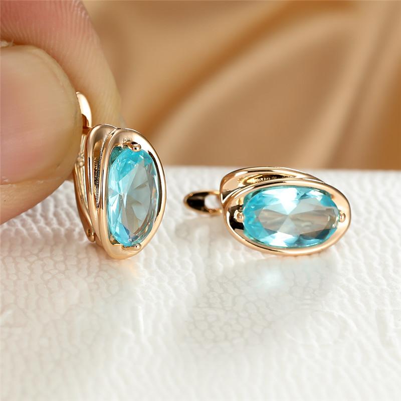 Elegant Oval Cut Zircon Earrings 18K Plated Jewelry