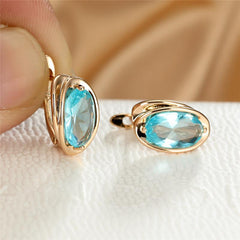 Elegant Oval Cut Zircon Earrings 18K Plated Jewelry