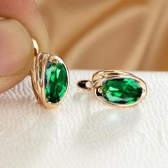Elegant Oval Cut Zircon Earrings 18K Plated Jewelry
