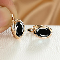 Elegant Oval Cut Zircon Earrings 18K Plated Jewelry
