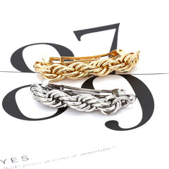 Twisted Punk Hair Clip Golden Silver Geometric Hairpin Chain Barrette