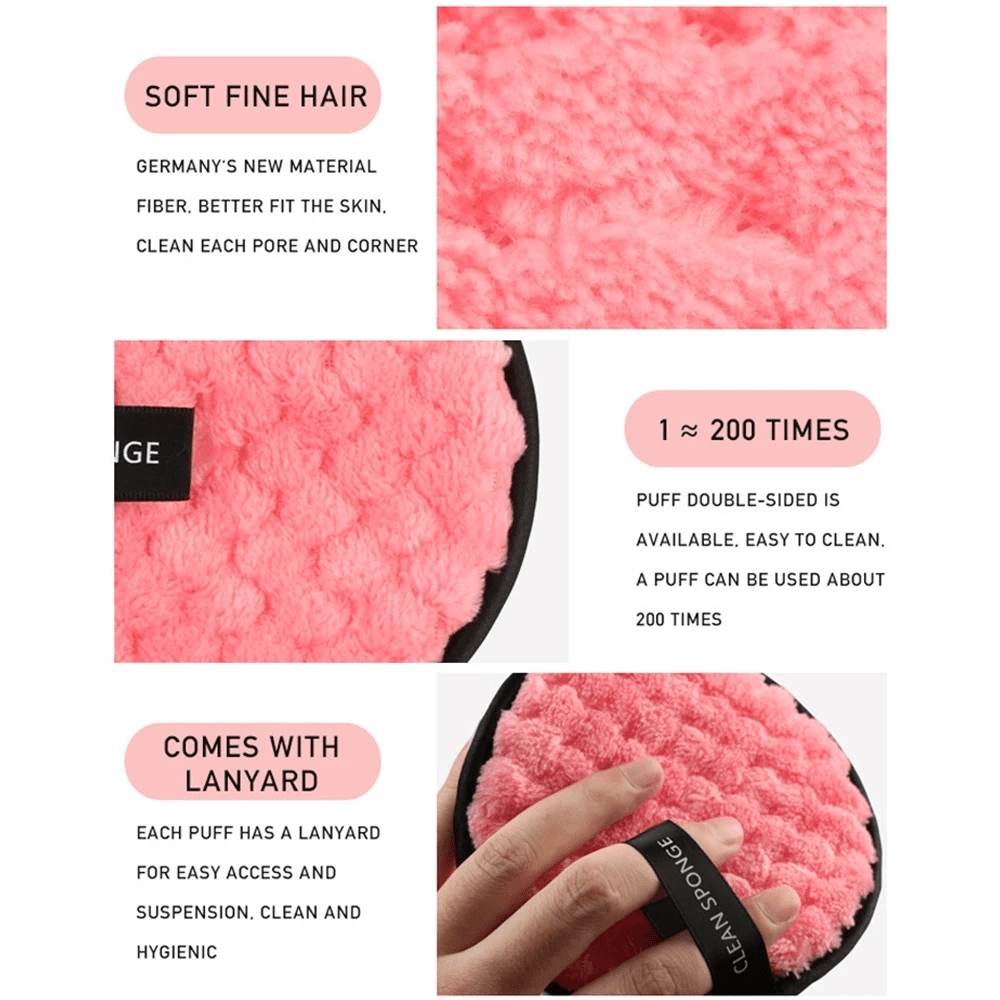 3PCS Reusable Makeup Remover Pads Soft Facial Cleaning Towels