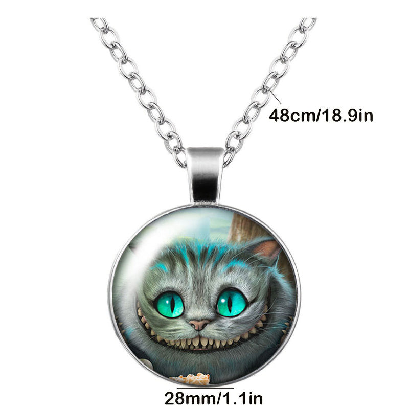 Cheshire Cat Time Gemstone Necklace