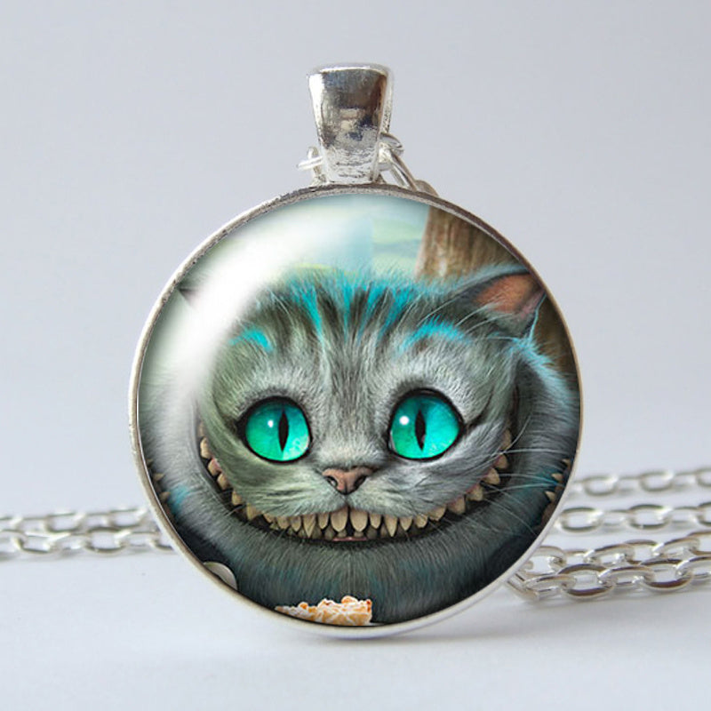 Cheshire Cat Time Gemstone Necklace