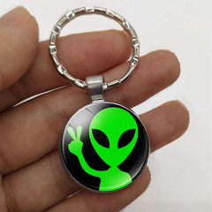 Creative Alien Gesture Time Gem Keychain Pendant