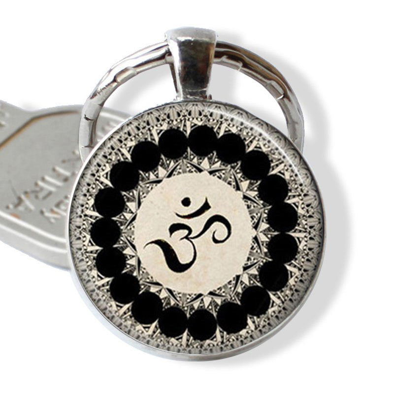 Om Time Gemstone Keychain