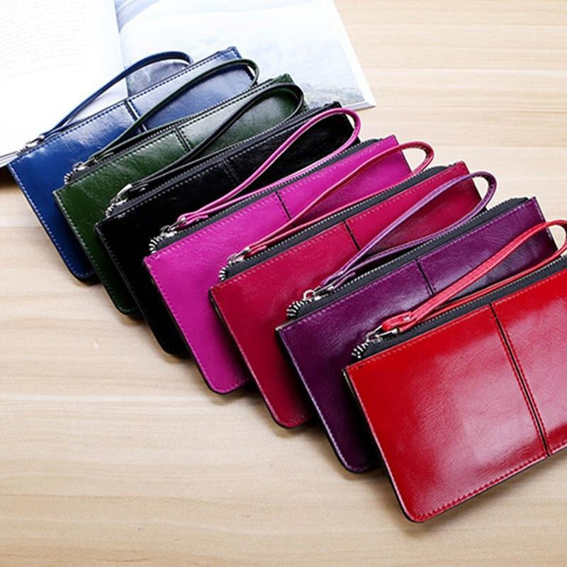 Stitch Detail Long Wallet Faux Leather Clutch Purse Women's Zipper Wristlet Bag