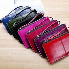 Stitch Detail Long Wallet Faux Leather Clutch Purse Women's Zipper Wristlet Bag