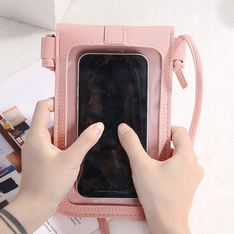 Women's Minimalist Cell Phone Bag Faux Leather Buckle Bag