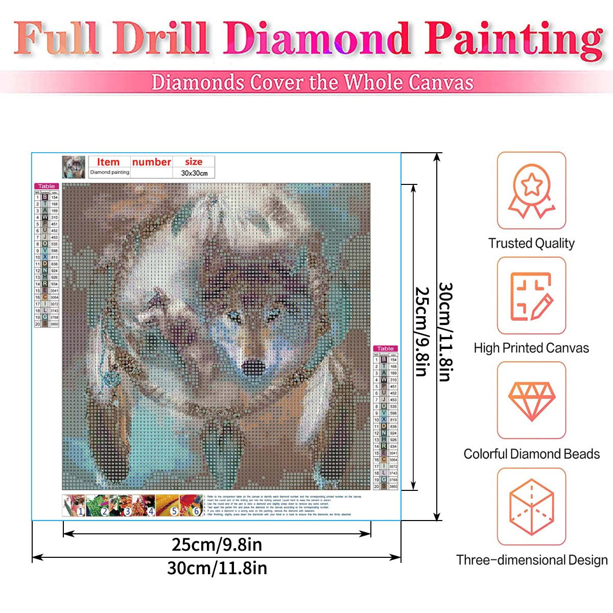 Wolf 5D Diamond Painting Kit for Adults 30x30cm